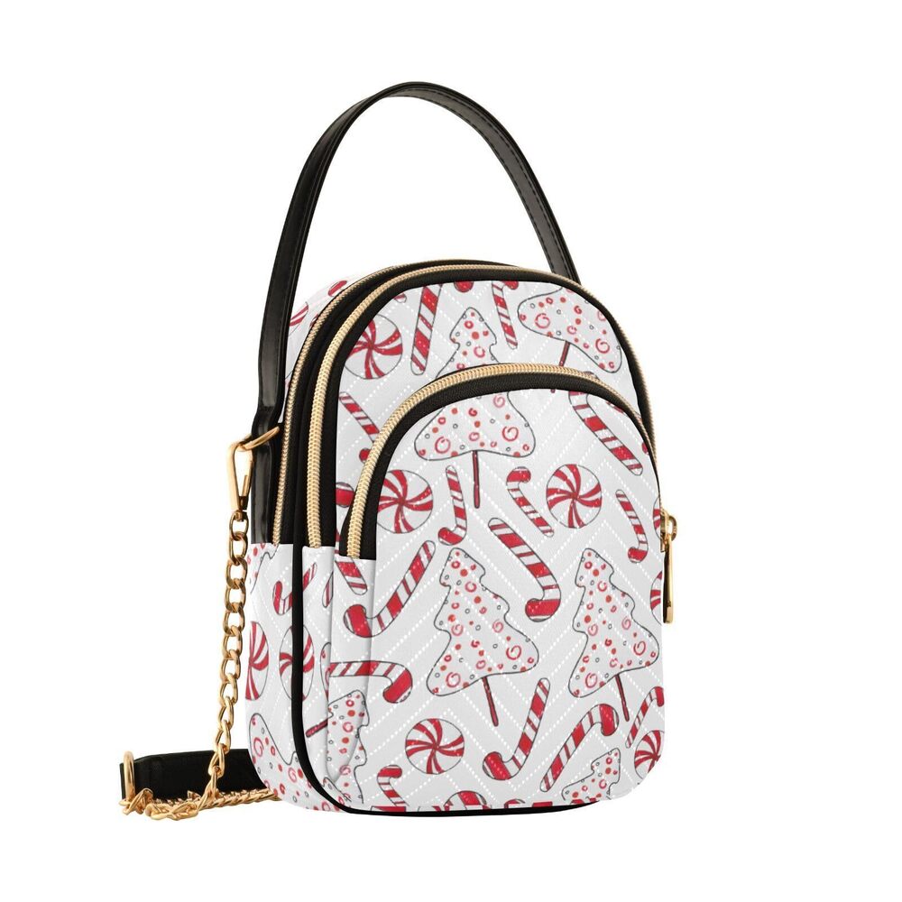 4667 Christmas Cell Phone Purse Candy Cane Xmas Lollipop Crossbody Handbag
